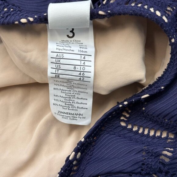 🆕 ZIMMERMANN 🧿NWOT Pointelle-Knit Halterneck Swimsuit, Plum-Navy, Sz 3 US 8/10 - Picture 13 of 14